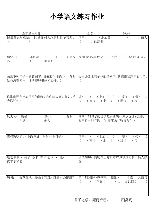 五年级语文课堂拓展精选练习II (140)