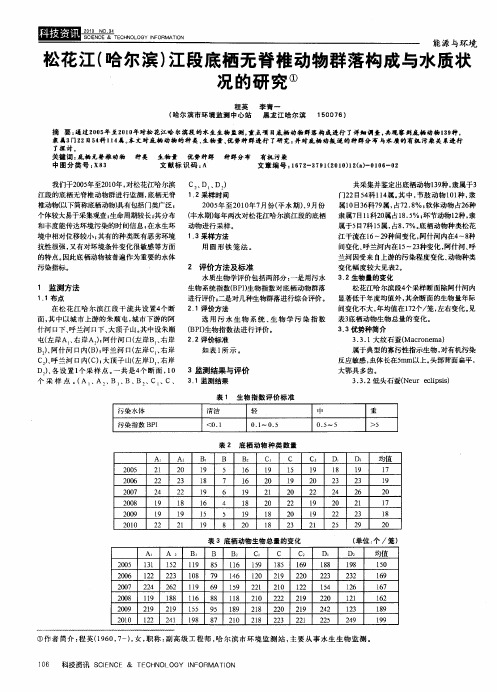 松花江(哈尔滨)江段底栖无脊椎动物群落构成与水质状况的研究