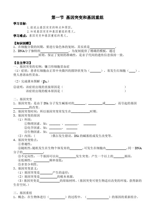 基因重组和基因突变导学案(新)