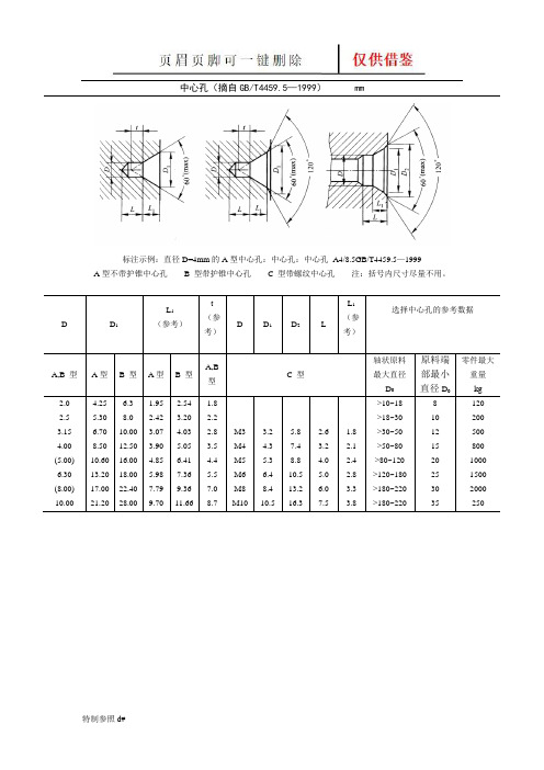 轴类中心孔(谷风资料)