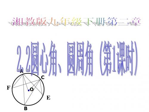 九年级下册数学(湘教版)同步教学课件：2.2圆心角、圆周角(第1课时)