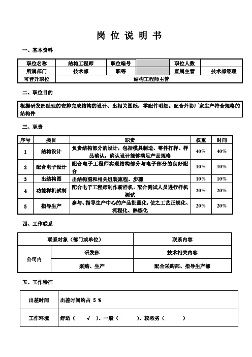 28岗位说明书结构工程师