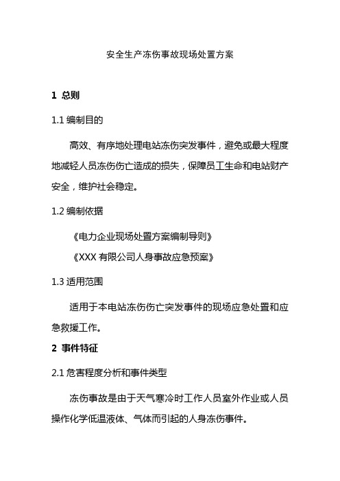 安全生产冻伤事故现场处置方案