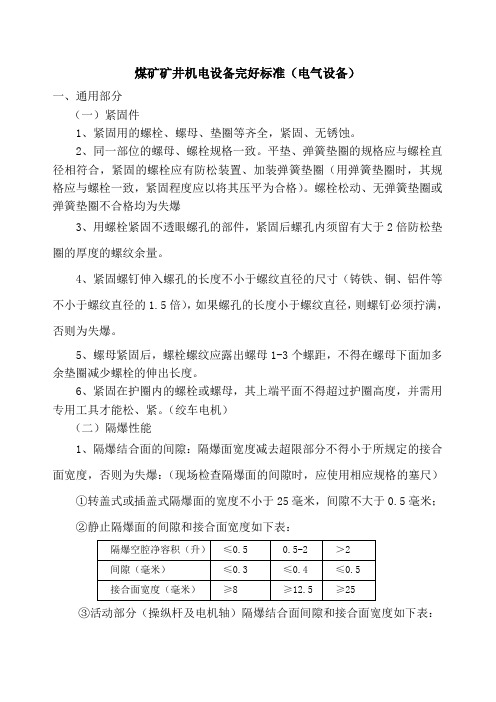 煤矿井下电气完好标准