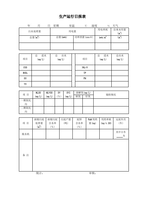 生产运行日报表