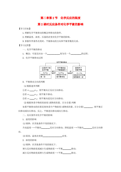 高中化学 化学反应的限度(第2课时)反应条件对化学平衡的影响导学案2 鲁科版选修4