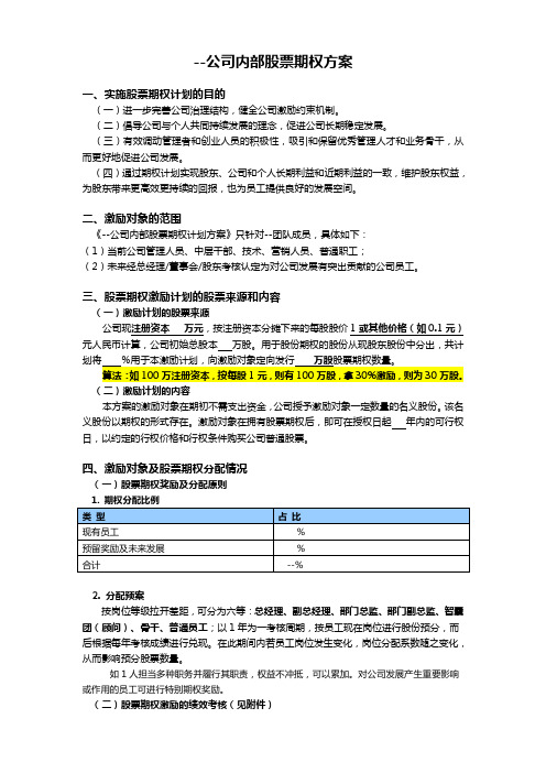 公司内部股票期权方案