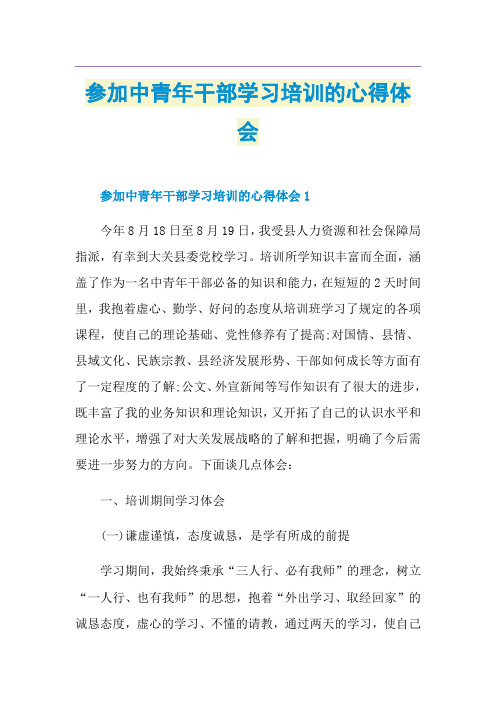 参加中青年干部学习培训的心得体会