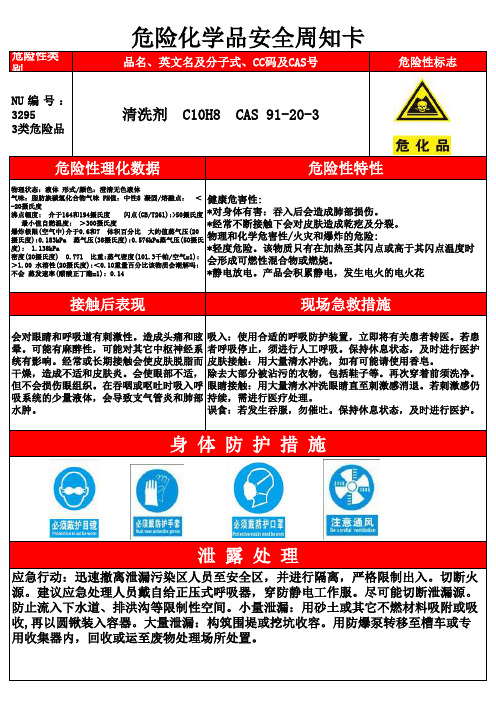 危险化学品周周知卡--清洁剂