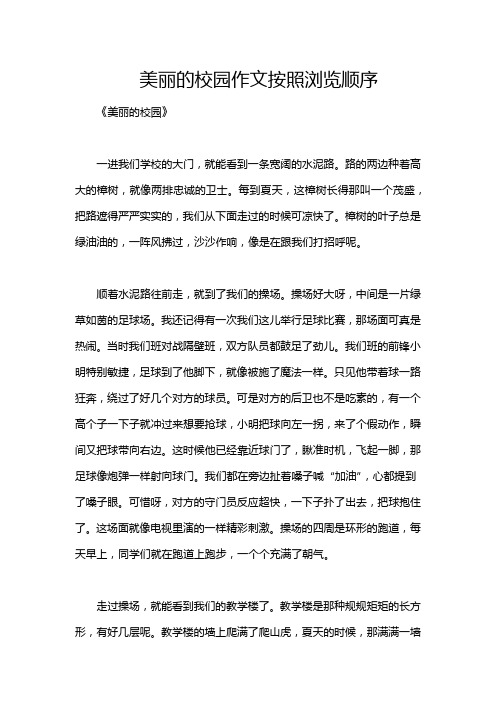 美丽的校园作文按照浏览顺序