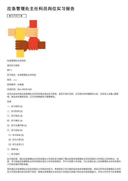 应急管理处主任科员岗位实习报告