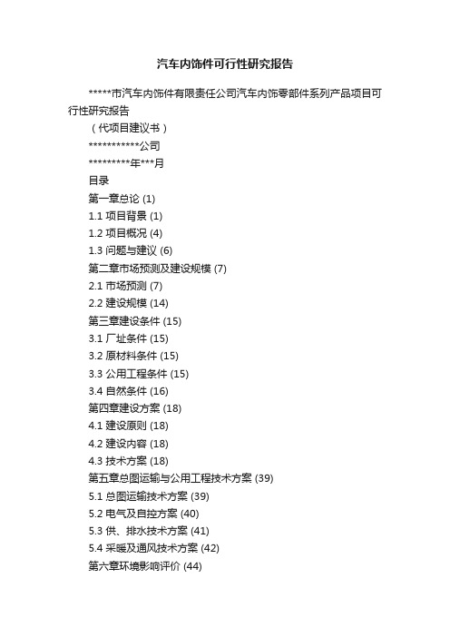 汽车内饰件可行性研究报告