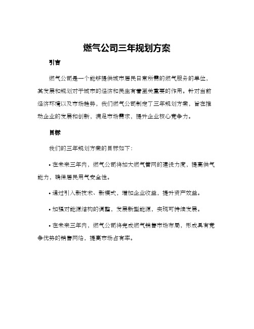 燃气公司三年规划方案