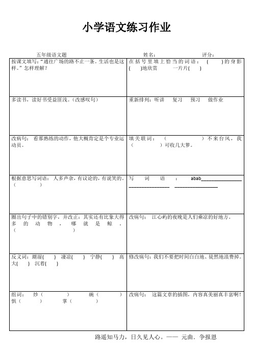 小学五年级语文提高训练I (25)