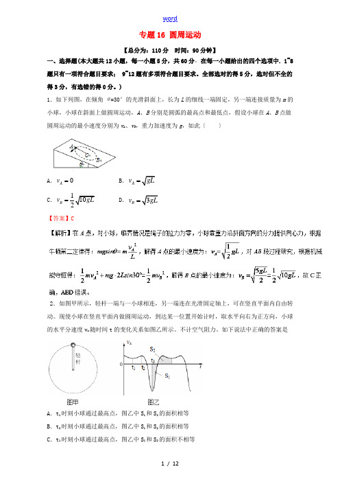 高考物理一轮复习 专题16 圆周运动(测)(含解析)-人教版高三全册物理试题