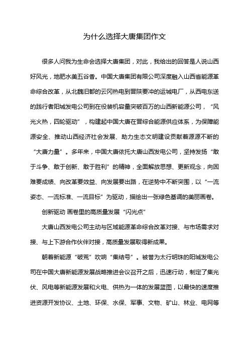 为什么选择大唐集团作文