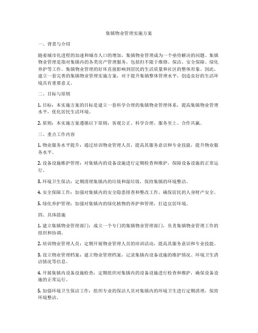 集镇物业管理实施方案