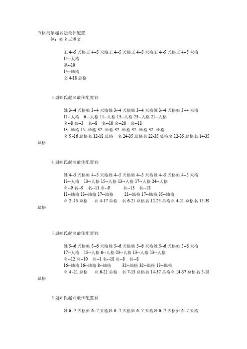 【免费下载】五格剖象起名法各姓氏最佳配置