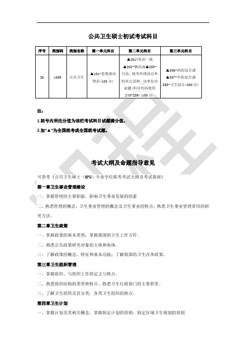 公共卫生硕士考研备考资料_公共卫生硕士MPH考试科目及大纲解析