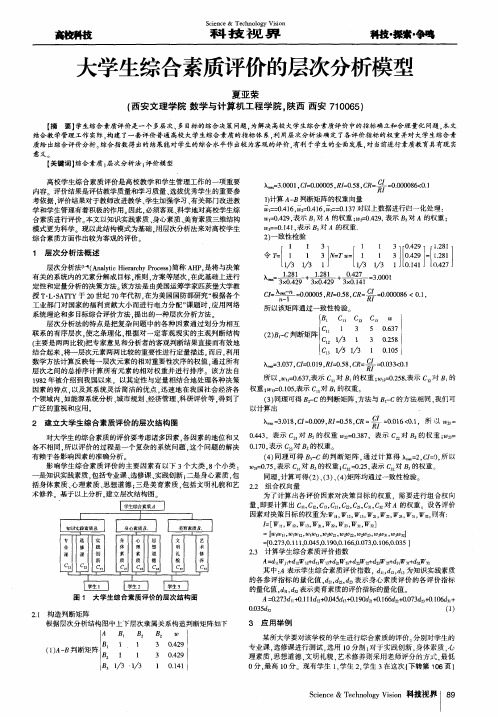 大学生综合素质评价的层次分析模型