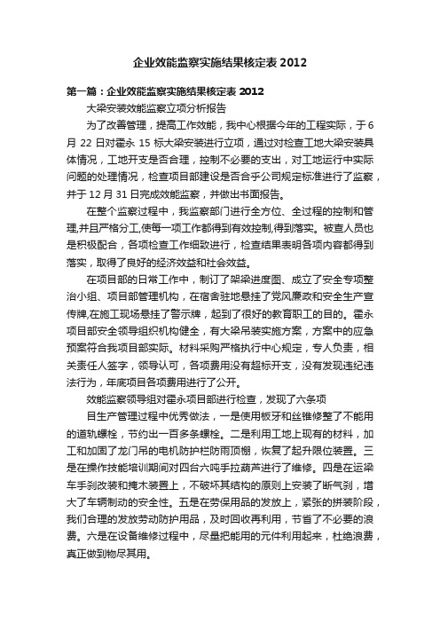 企业效能监察实施结果核定表2012