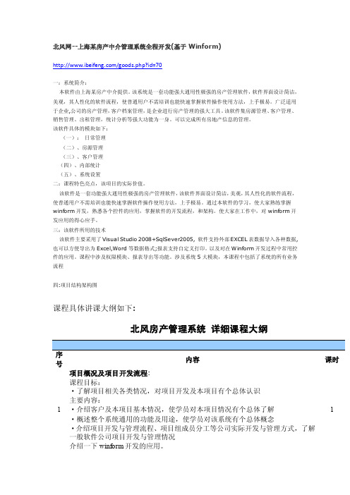 北风网--上海某房产中介管理系统全程开发（基于winform）