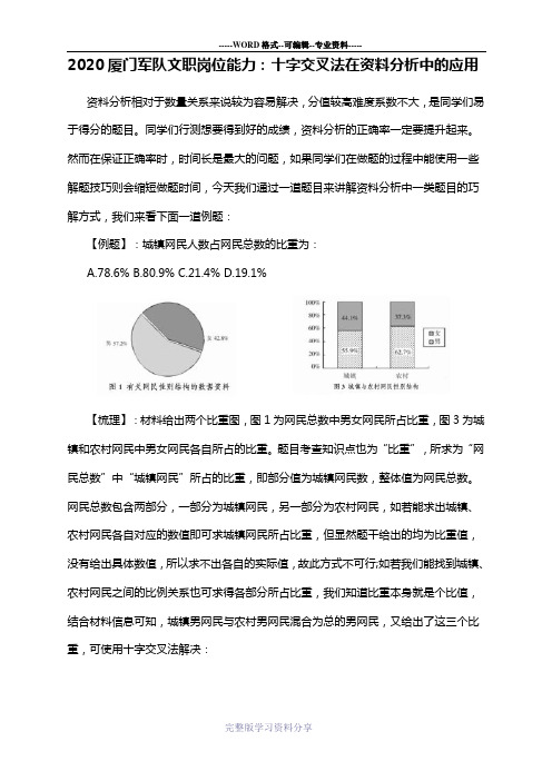 2020厦门军队文职岗位能力：十字交叉法在资料分析中的应用