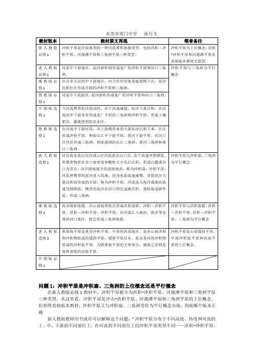 关于高中地理教材中“冲积平原”的概念辨析