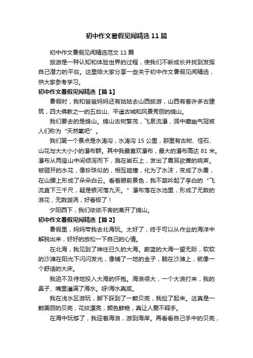 初中作文暑假见闻精选11篇