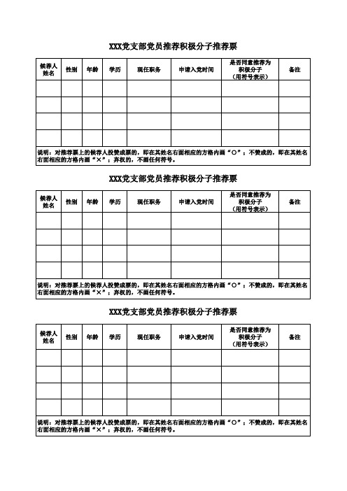 党员积极分子推荐票