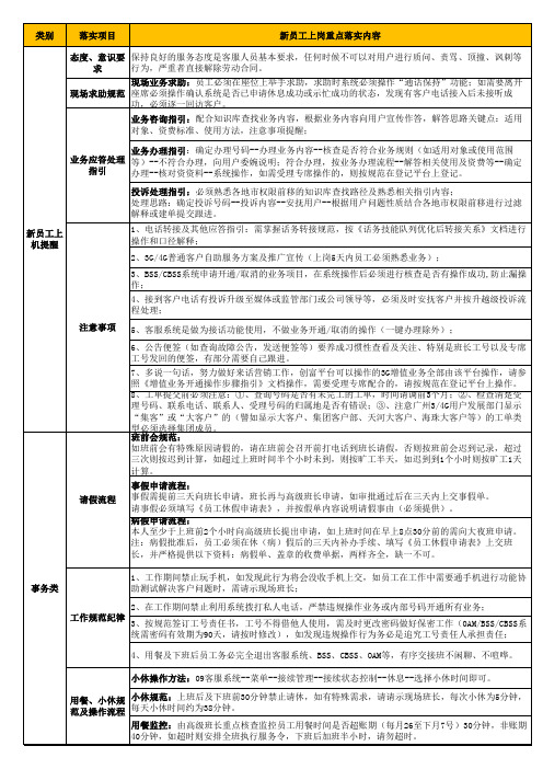 新员工上岗注意事项