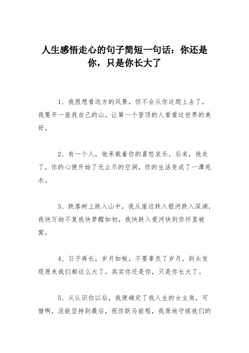 人生感悟走心的句子简短一句话：你还是你,只是你长大了