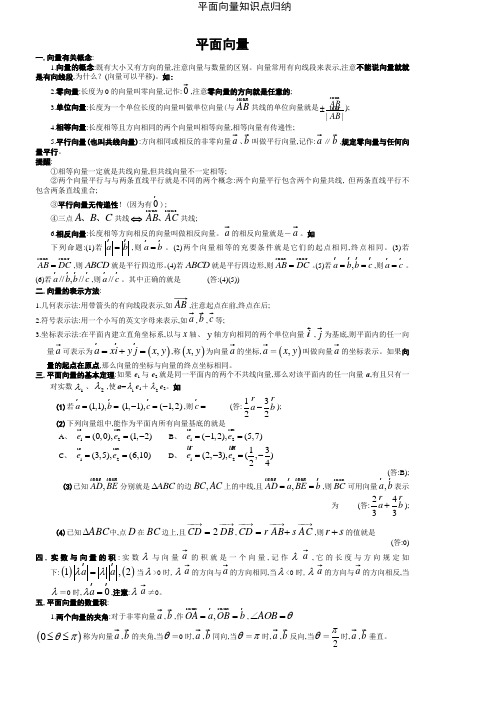 平面向量知识点归纳