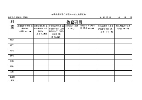 住院诊疗管理与持续改进督查表