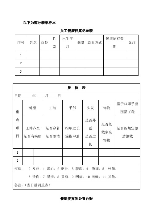 学校食堂食品安全体系表格