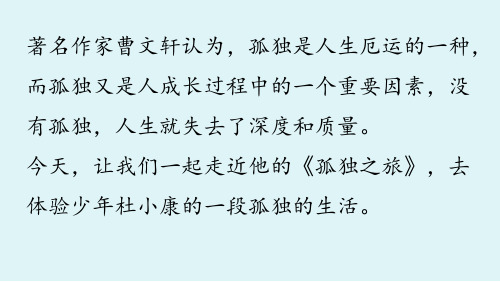 九年级上册语文部编版教学课件第4单元16孤独之旅课件