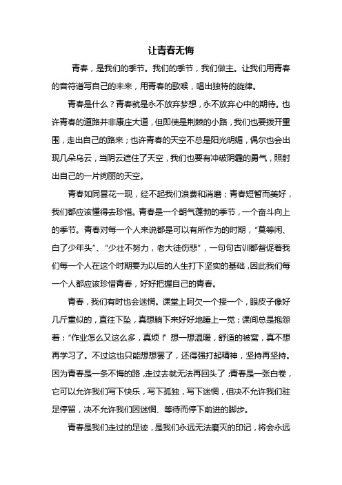 初三作文:让青春无悔作文600字
