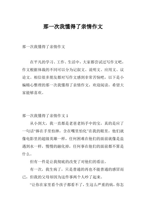 那一次我懂得了亲情作文