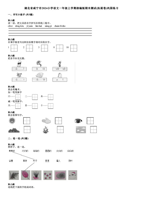 湖北省咸宁市2024小学语文一年级上学期部编版期末测试(拓展卷)巩固练习