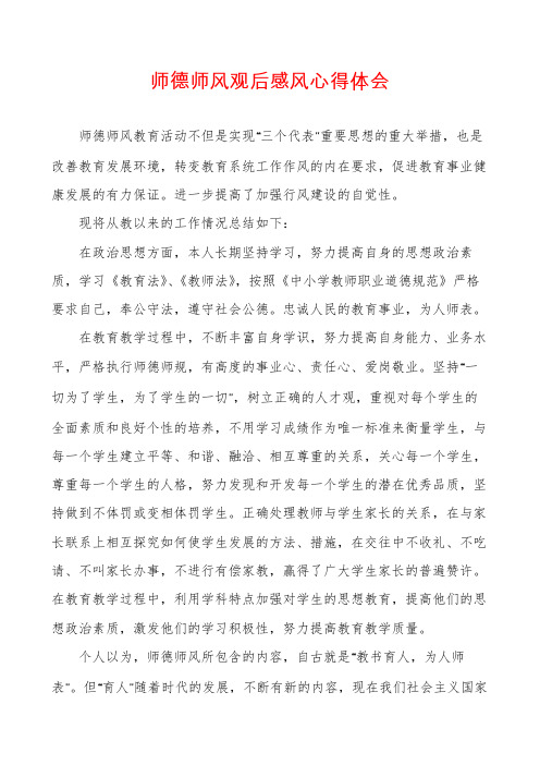 师德师风观后感风心得体会