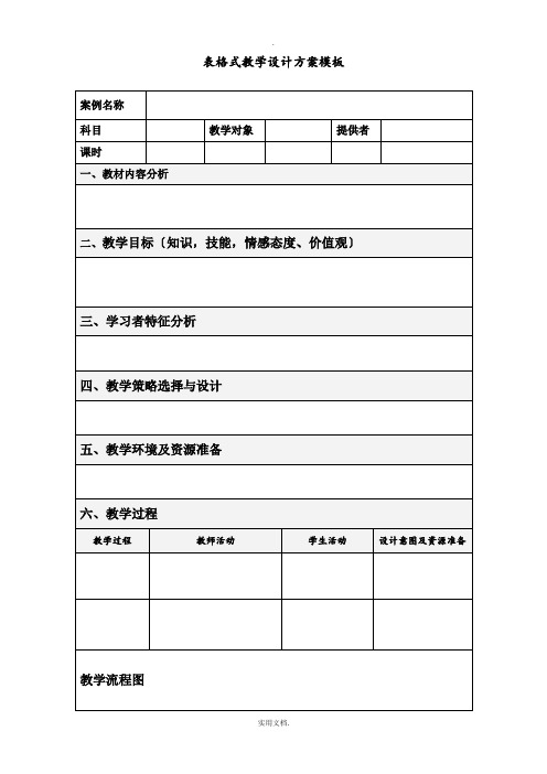 现代教育技术教学设计模板范例