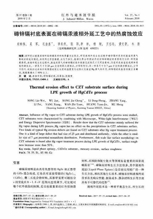 碲锌镉衬底表面在碲镉汞液相外延工艺中的热腐蚀效应