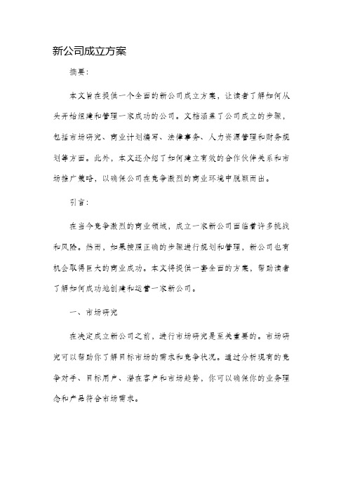 新公司成立方案