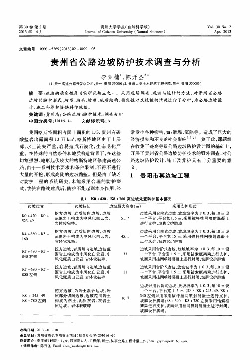 贵州省公路边坡防护技术调查与分析