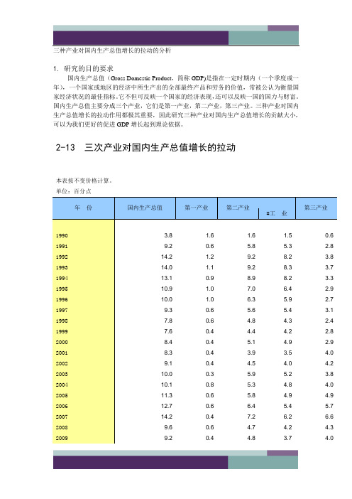 @三种产业对国内生产总值增长的拉动的分析