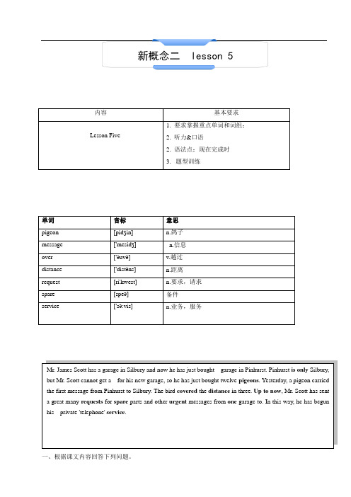 初中英语教案新概念2 lesson 5(教师版)-吴依群(001)