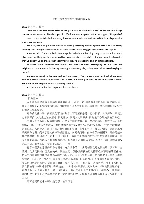 2011高考作文范文(推荐精选4篇