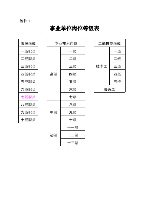 【VIP专享】事业单位岗位等级表