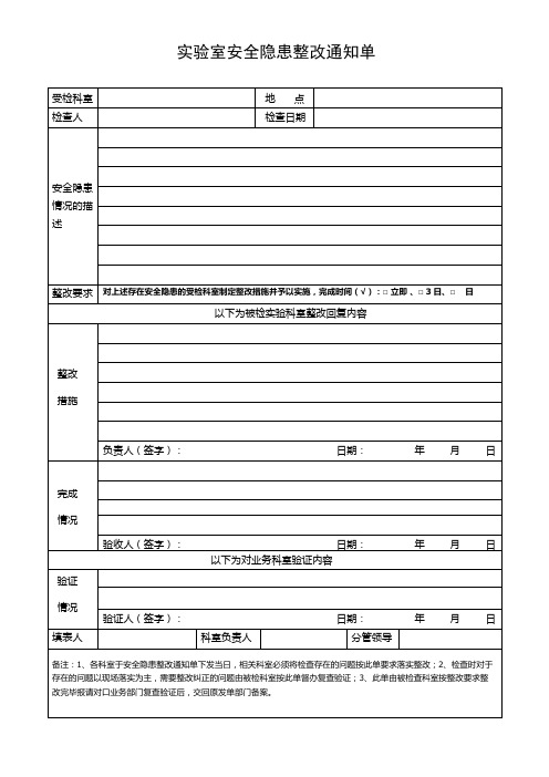 安全隐患整改通知单(表格)