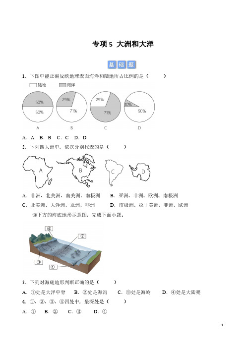 专项分层练：大洲和大洋